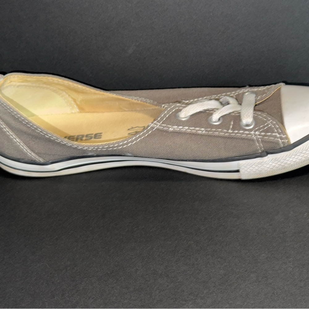 Converse Gray and White Canvas Sneakers with Rubber Toe Cap - Picture 9 of 10
